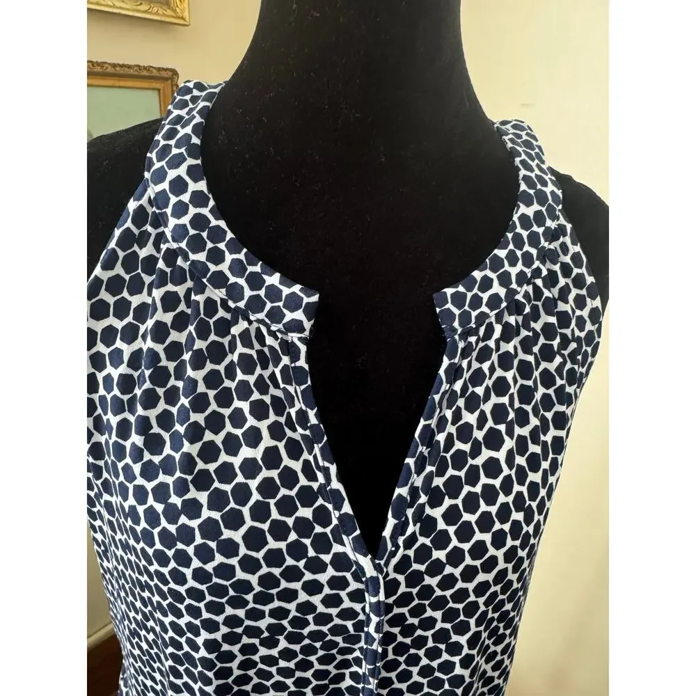 Banana Republic Navy White Print Sleeveless Dress Women’s Small - Picture 2 of 12